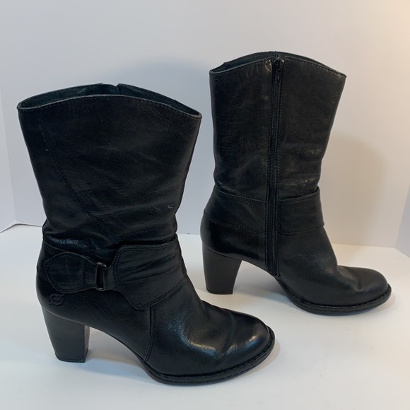 Born mid height leather heeled boots size 9 1/2 - Picture 3 of 9